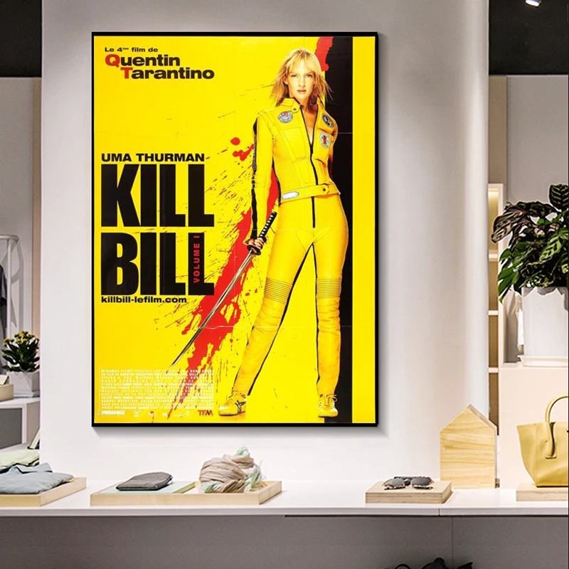 Kill Bill настенный киноплакат отпечатанная на холсте картина желтый цвет живопись для гостиной HD Печать на холсте декоративная картина без рамы