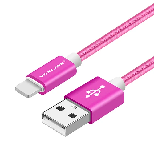 VOXLINK 8-контактный USB кабель 10 Упаковка нейлоновые плетеные кабели для зарядки USB зарядное устройство Шнур для iPhone X XS XR 8 7 6 Plus, 6S Plus, 5S, iPad - Цвет: Rose red