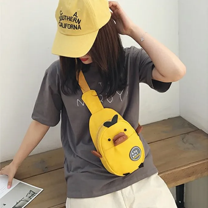 

Douyin Super Fire Small Yellow Duck Canvas Chest Bag Student New Style Korean-style INS Fashion-Style Messenger Bag