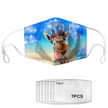 

HYCOOL Animal Giraffe Wolf Print Face Masks for Kids Adults Outdoor Jogging PM2.5 Anti-Dust Reusable Comfort Mouth Mask Filters