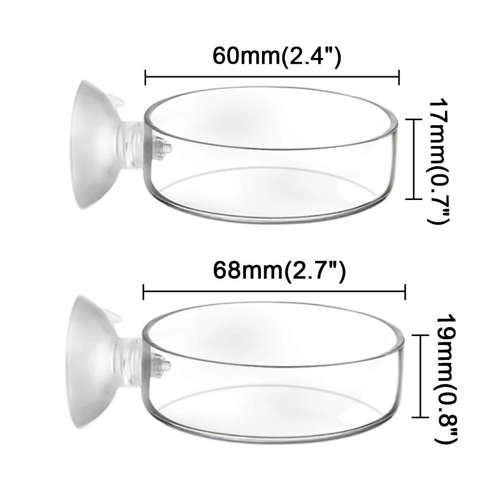 2 шт стеклянная тарелка для кормления креветок чаша поднос чаша кормушка для пищи аквариумный контейнер рыбные резервуары рептилии домашняя кухня круглый с всасыванием