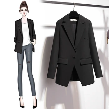 

Women Black Blazer Jacket 2020 Spring Autumn Office Clothes