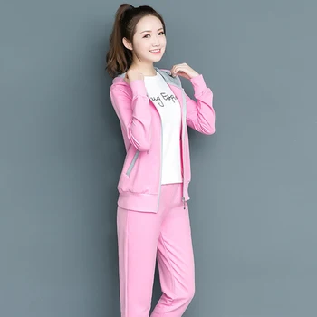 

2020 Spring&Autumn Women'S Brand Cotton Fabric Tracksuit pant Suit Women Track Suit Hoodies And Pants