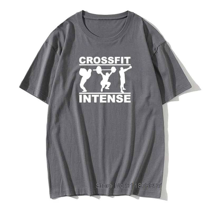 

CrossFit Intense T-Shirt Funny Humorous Gift For Men Dad Father Husband Round Neck Cotton T Shirt Fitness Bodybuilding Tops Tees