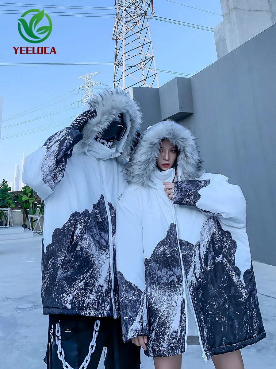Парка с меховым воротником в стиле хип-хоп для мужчин и женщин; коллекция года; Сезон Зима; теплая плотная зимняя хлопковая куртка; модное длинное пальто