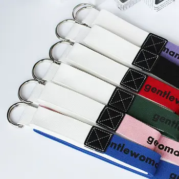 

Fashion Men Women Nylon Canvas D-buckle Belt Casual Simple Wild Double Ring Buckle Student Stitching Waistband Belt Pants Decor