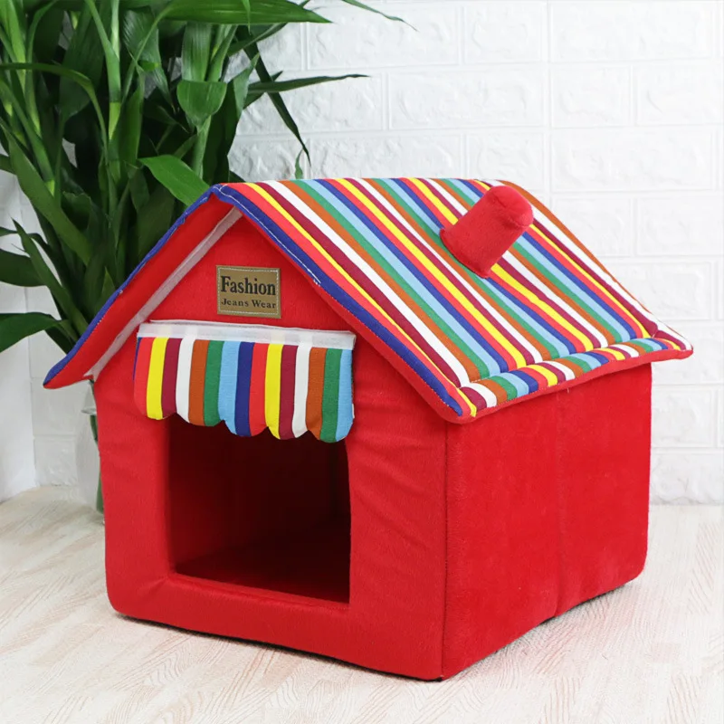 Дом для собак Портативная Домашняя кровать для домашних животных мягкая теплая удобная кошка собака Милая комната домашние лежанки для собак диван спальный дом для маленькой собаки - Цвет: Красный
