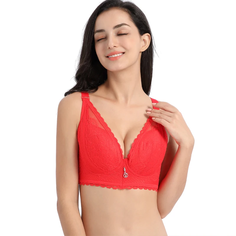 Thin Women Plus Size Bra Super Beautiful Front Bralette Lace Bra Female Lingerie Deep V Sexy Big Size Bra Women Brassiere
