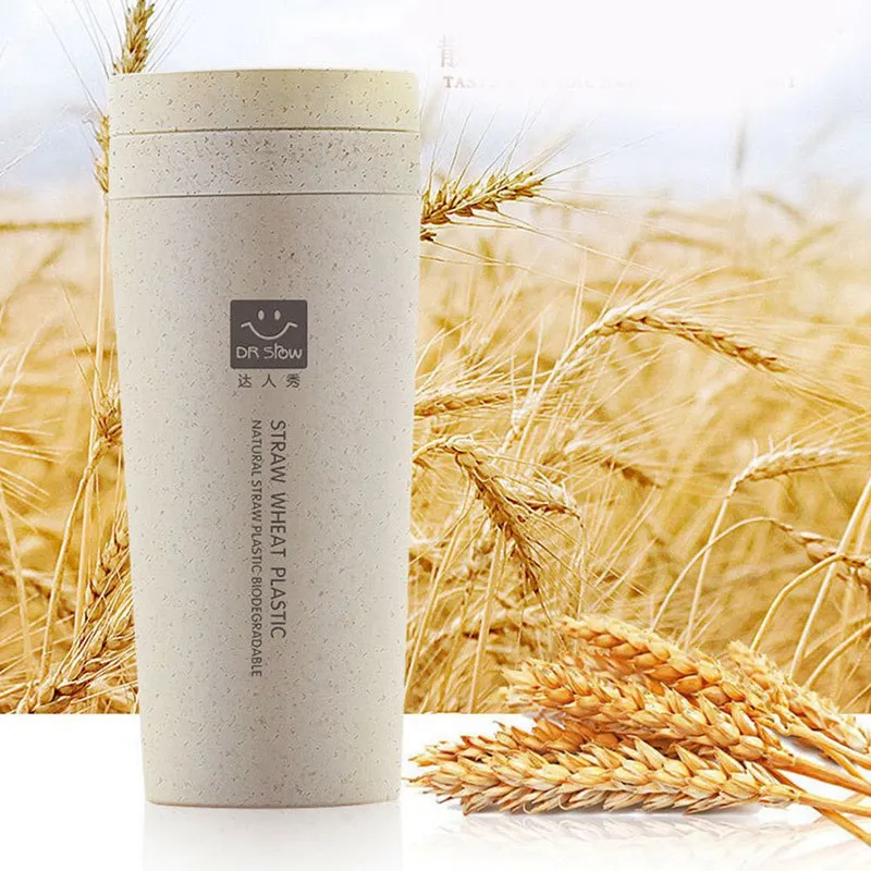Portable 300ml Wheat Straw Fiber Water Cup Office Double-Layer Heat Preservation Bottle Coffee Mug Tea Travel | Дом и сад