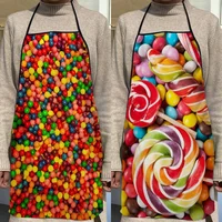 Custom Candy Pattern Kitchen Apron Dinner Party Cooking Apron Adult Baking Accessories Waterproof Fabric Printed Cleaning Tools 1