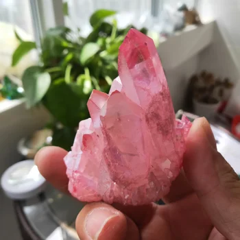 

160gNatural Electroplating Red Crystal Cluster Skeletal Quartz Point Wand Mineral Healing Crystal Druse Vug Specimen