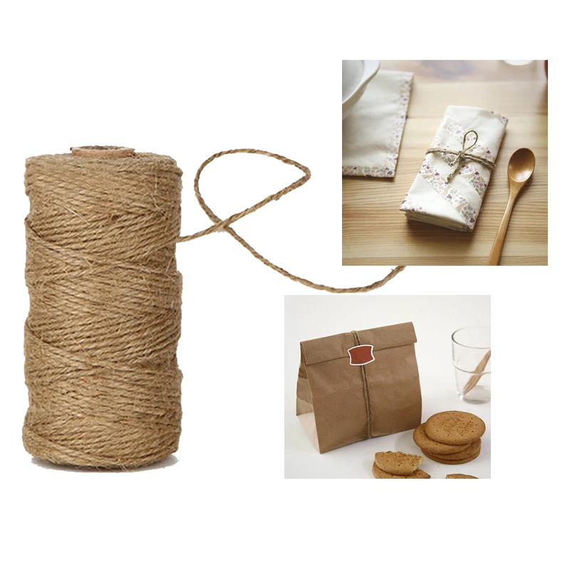 DIY100M Wrap Gift Link Paper Tag Burlap Ribbon Twine Rope Cord String