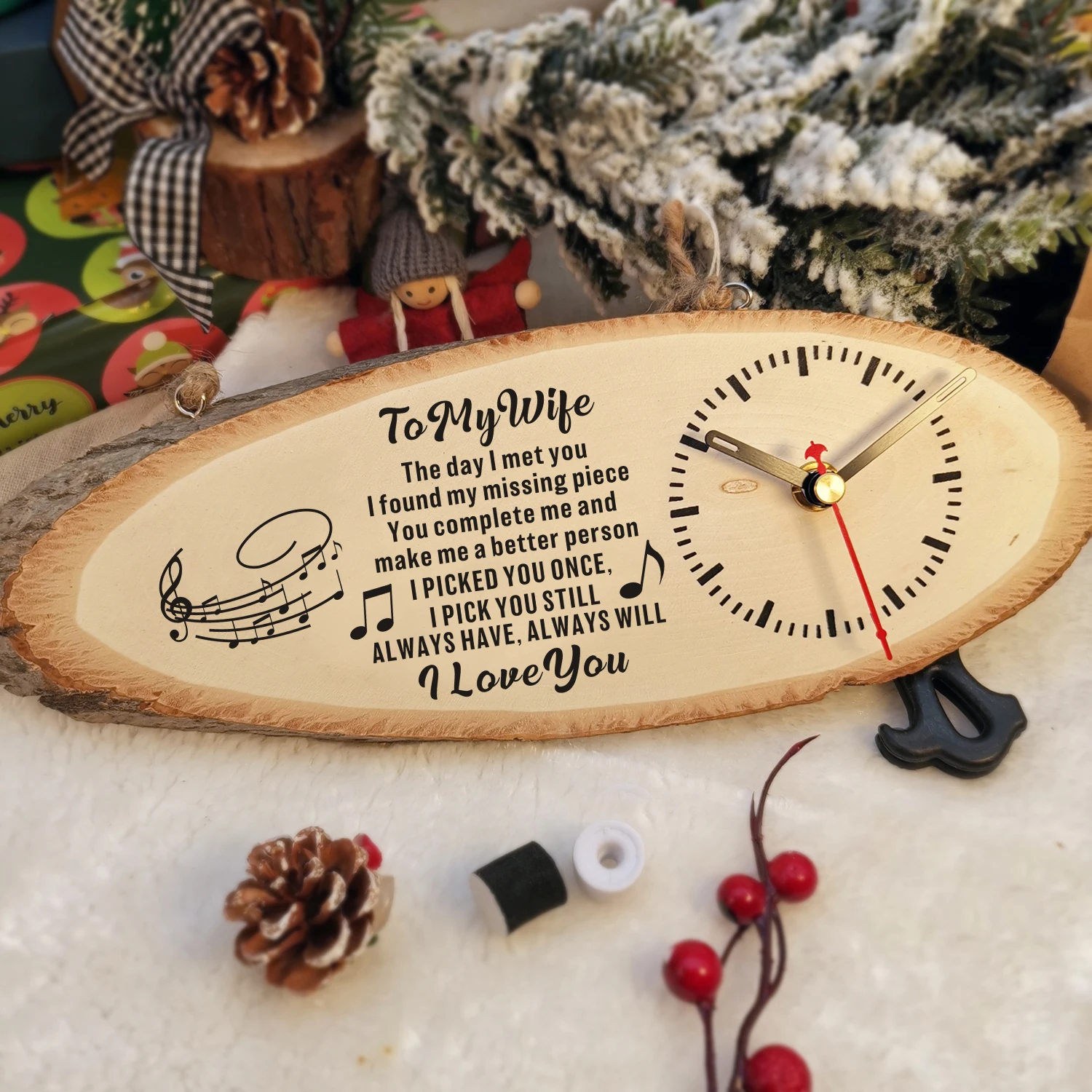 To My wife Rectangular printed content of the clock as a Christmas gift Wall Clock Modern Design Wall Clock Home Decoration