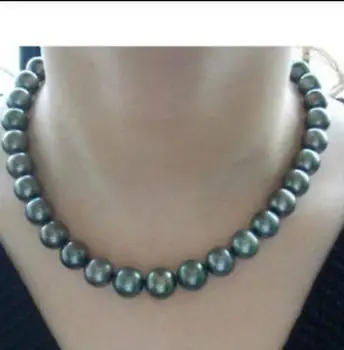 

Free shipping stunning9-10mm tahitian peacock green pearl necklace 18inch