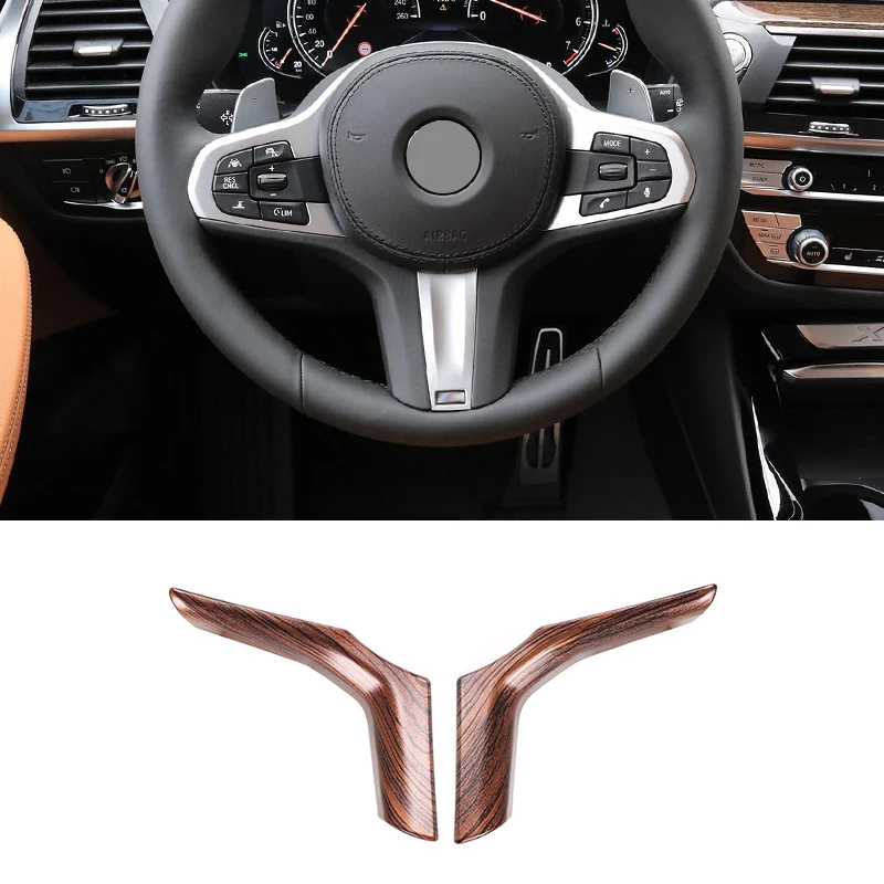 Pine Wood Grain For BMW X3 X4 X5 G01 G02 G05 2019 ABS Chrome Steering