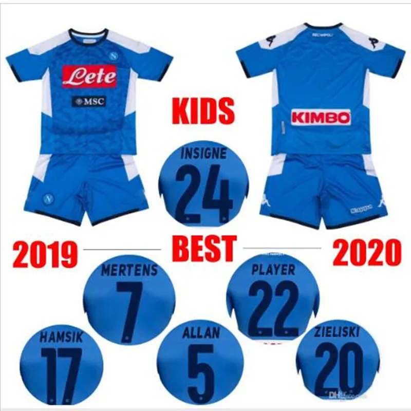 Детский комплект 2019 г. Napoli SSC Home INSIGNE HAMSIK футболки для футбола 19 20 Naples Third Calcio MAGLIA