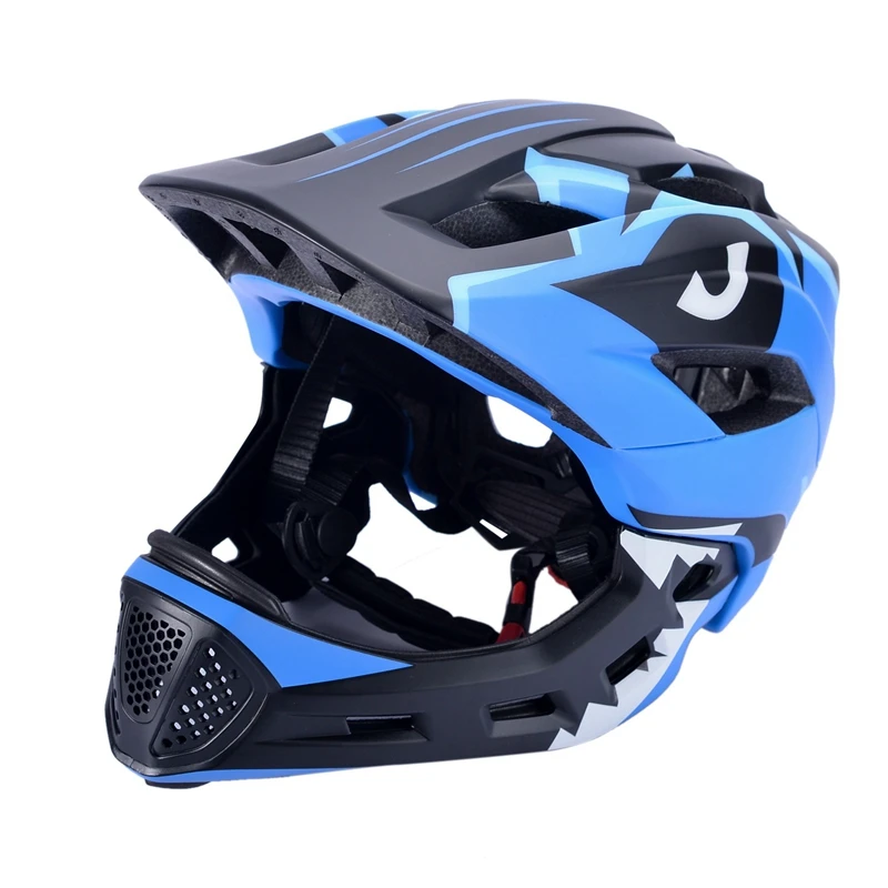 

Kids Bike Helmet 2 in 1 Full Covered Cycling Helment Ultralight Adjustable Sports Protective Hat Mtb Racing Kids Helmets Blue