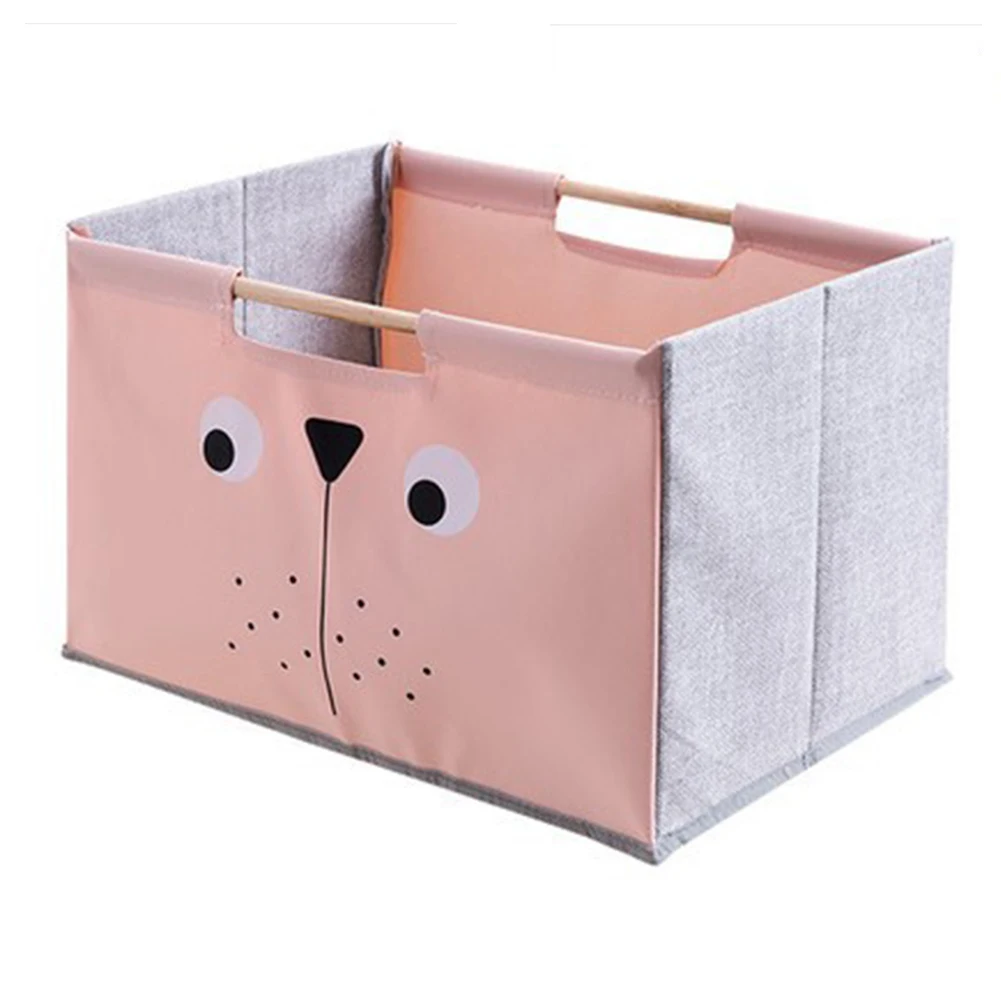 Removable Foldable Storage Basket Cosmetic Kitchen Wooden Handle Box Space Saving Table Cartoon Bedroom Underwear Home Organizer