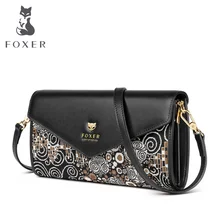 FOXER Ретро Женская оригинальная модная сумка клатч коровья кожа Женская стильная вечерняя сумочка высокого качества женская элегантная сумка через плечо