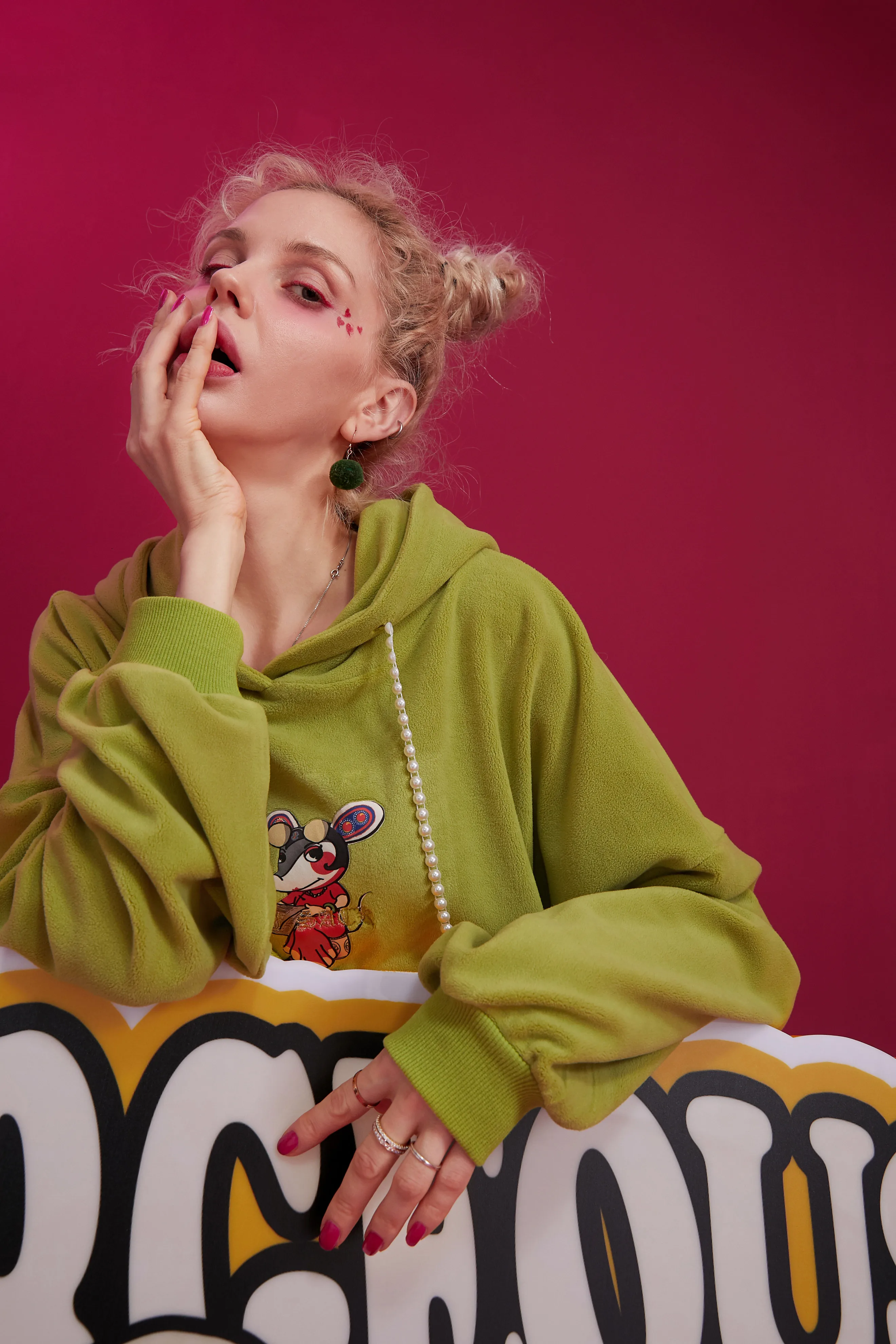 Elfsack rosa sólido rato impresso casual com