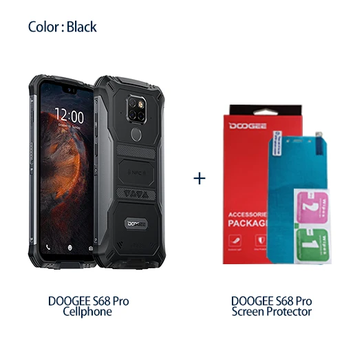 Add Screen Protect-B IP68 Водонепроницаемый DOOGEE S68 Pro прочный телефон Беспроводная зарядка NFC 6300 мАч 12V2A зарядка 5,9 дюймов FHD+ Helio P70 Восьмиядерный 6 ГБ 128 ГБ - Цвет: Add Screen Protect-B