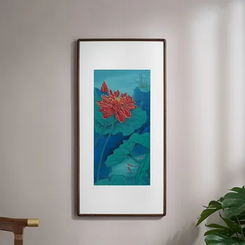 

Hand-Carved Copper Carving Paint "Lotus Green" Decorative Painting Entrance Painting Background Painting Mural