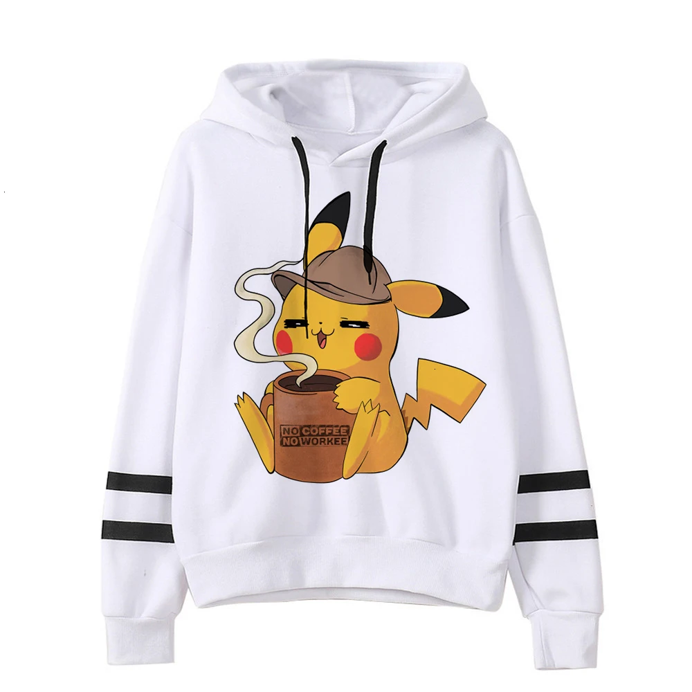 Pokemon Detectiv куртка Пикачу с капюшоном Женская забавная Pika Kawaii толстовка женская одежда женские Пуловеры мультфильм японский корейский для мужчин