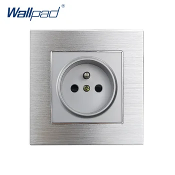 

EU 2 Pin French Socket Wallpad Grey Aluminum Alloy Panel Electric Wall Power Socket Electrical Outlets For Home