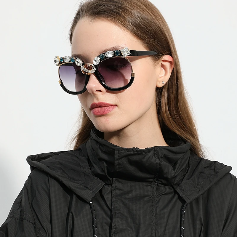 Роскошные большие солнцезащитные очки с бриллиантами, женские винтажные брендовые солнцезащитные очки с большой оправой, мужские Модные солнцезащитные очки oculos de sol