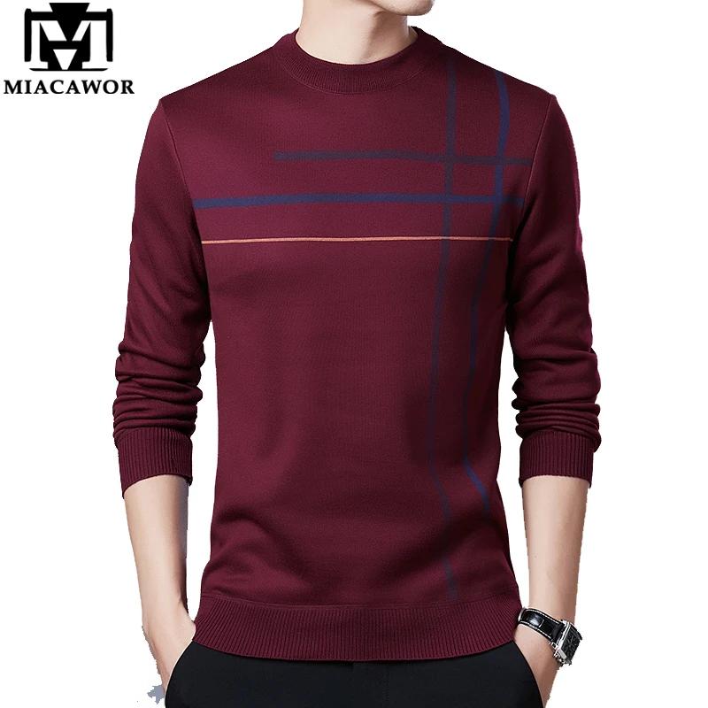 

MIACAWOR New Winter Sweater Men Thick Warm Pullover Men Knitted Jersey Hombre Slim Fit Jumpers Pull Homme Y233
