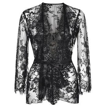 

халаты женские Home Wear Sexy Robes For Women Lace Bathrobe Women Dressing Gown Sexy Sleepwear Sexy Robe szlafrok damski bathrob