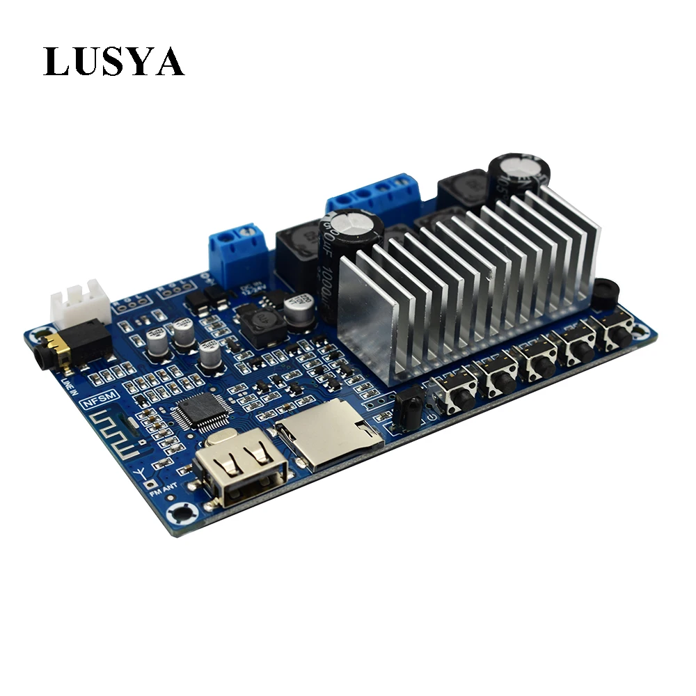 Lusya TPA3116D2 Bluetooth 5 0 получать усилитель доска 50 Вт * 2 FM радио USB Панель расшифровки