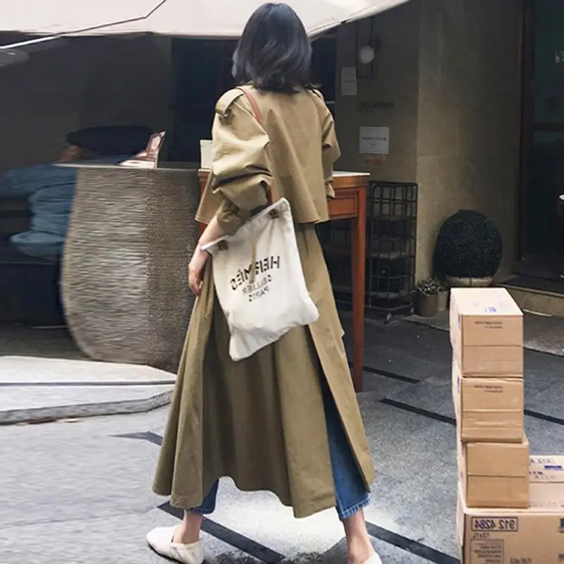 Bella philosophy Windbreaker Female 2019 Autumn Casual Chic Loose OL Harbor Wind Long Trench Coat Solid Elegant Women Outwear