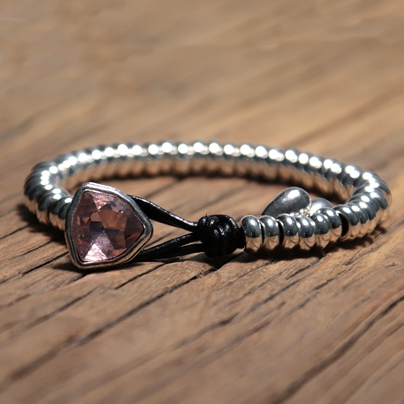 New Fashion Handmade Rope Bracelet Women Men Luxury Crystal Braslet Friendship Brazalete Vintage Silver Punk Braslet Pulseira