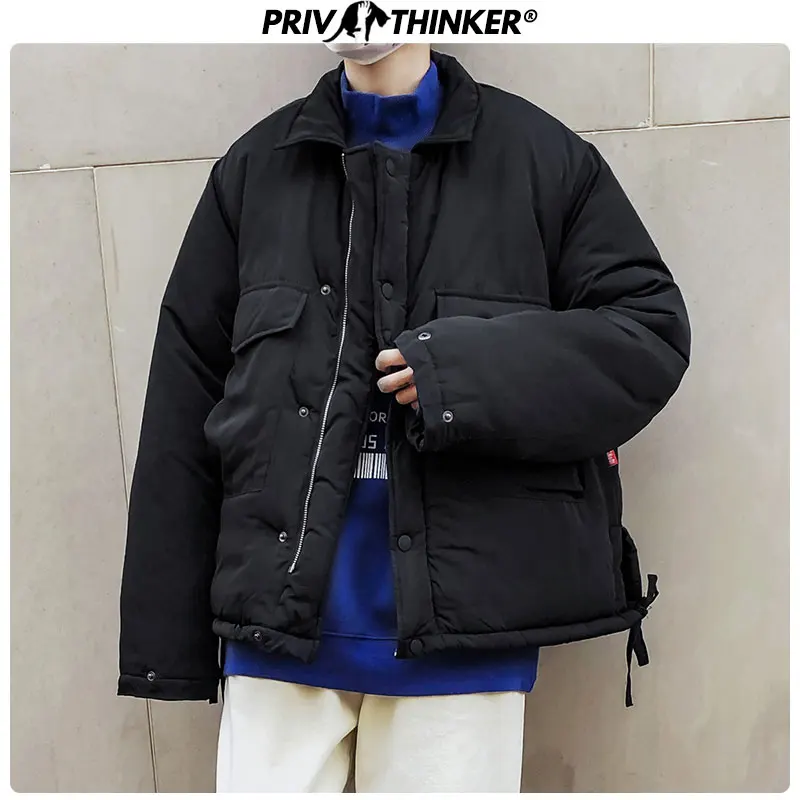 Privathinker мужские новые зимние теплые модные куртки парки мужские однотонные свободные пальто Верхняя одежда мужские плотные короткие куртки с карманами