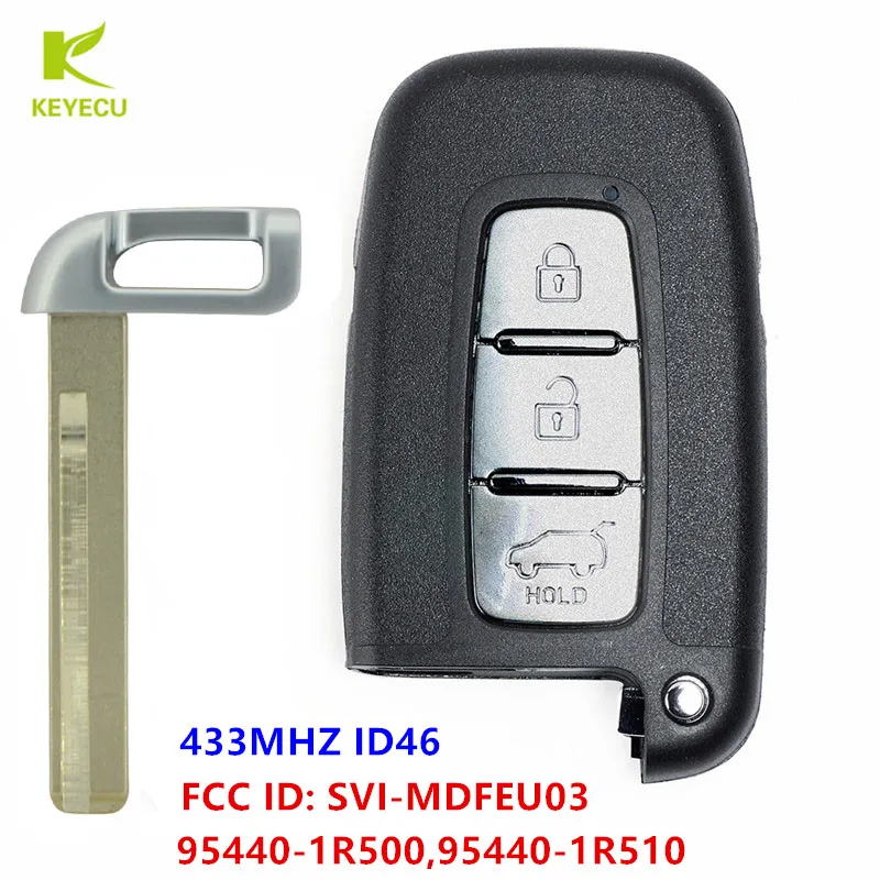 Запасной смарт ключ KEYECU с 3 кнопками чип ID46 433 МГц для Hyundai IX35 I30 Tucson Veloster Accent 2011 2014