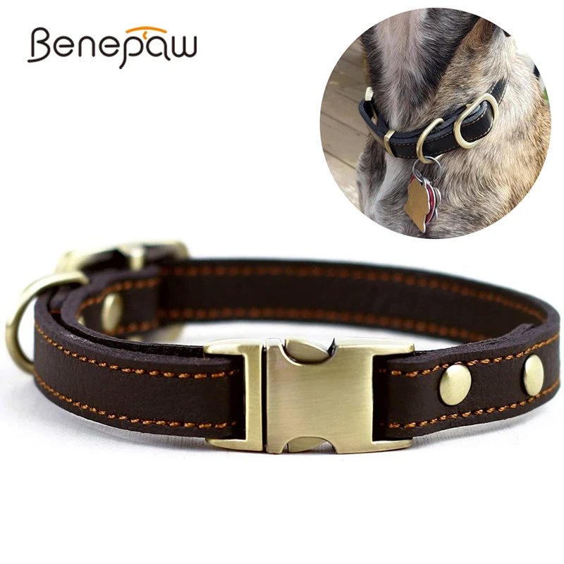 

Benepaw Genuine Leather Dog Collar Quality Handmade Strong Comfortable Metal Buckle Pet Collar For Small Medium Large Dogs
