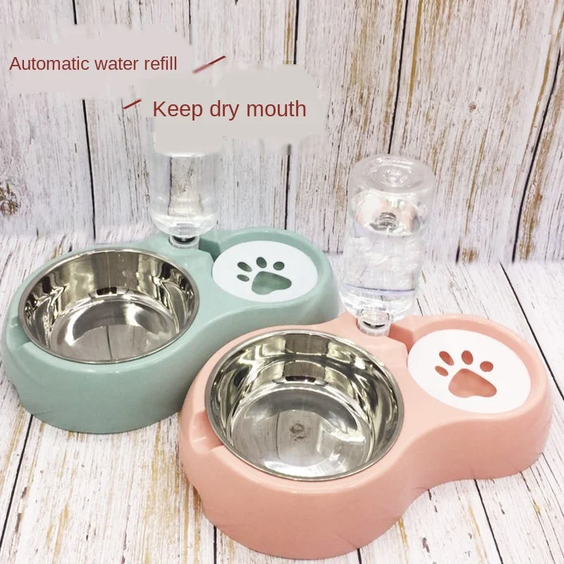 Double Pet Bowls Dog Cat Puppy Bowls Food Water Feeder Stainless Steel Pet Drinking Dish Feeding Supplies Small Dog Accessories