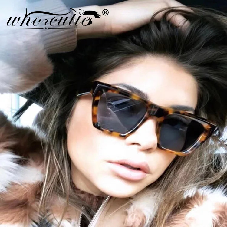 WHO CUTIE 2021 модные квадратные женские Винтажные Солнцезащитные большие очки с оправой, очки кошачий глаз, солнцезащитные очки Oculos для женщин UV400