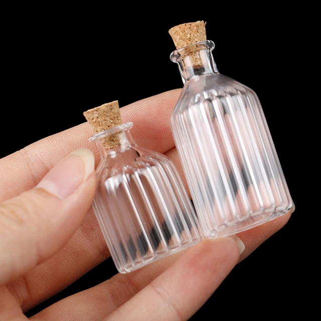 1:12 Dollhouse Miniature Mini Glass Bottle Cork Cover Tiny Jar Vials Model Doll House Decoration Accessories Kids Play Toy 1