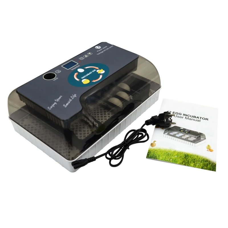 

Outdoor Household Tool Incubator Machine 12 Eggs Automatic Quail Chicken Egg Brooder equipment ABS Overheating Protection