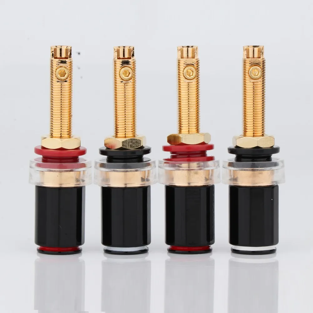 

BP1119 4PCS Gold Rhodium Plated Speaker Terminal Brass Audio Amplifier Binding Post Connector For 4mm Banana Plug