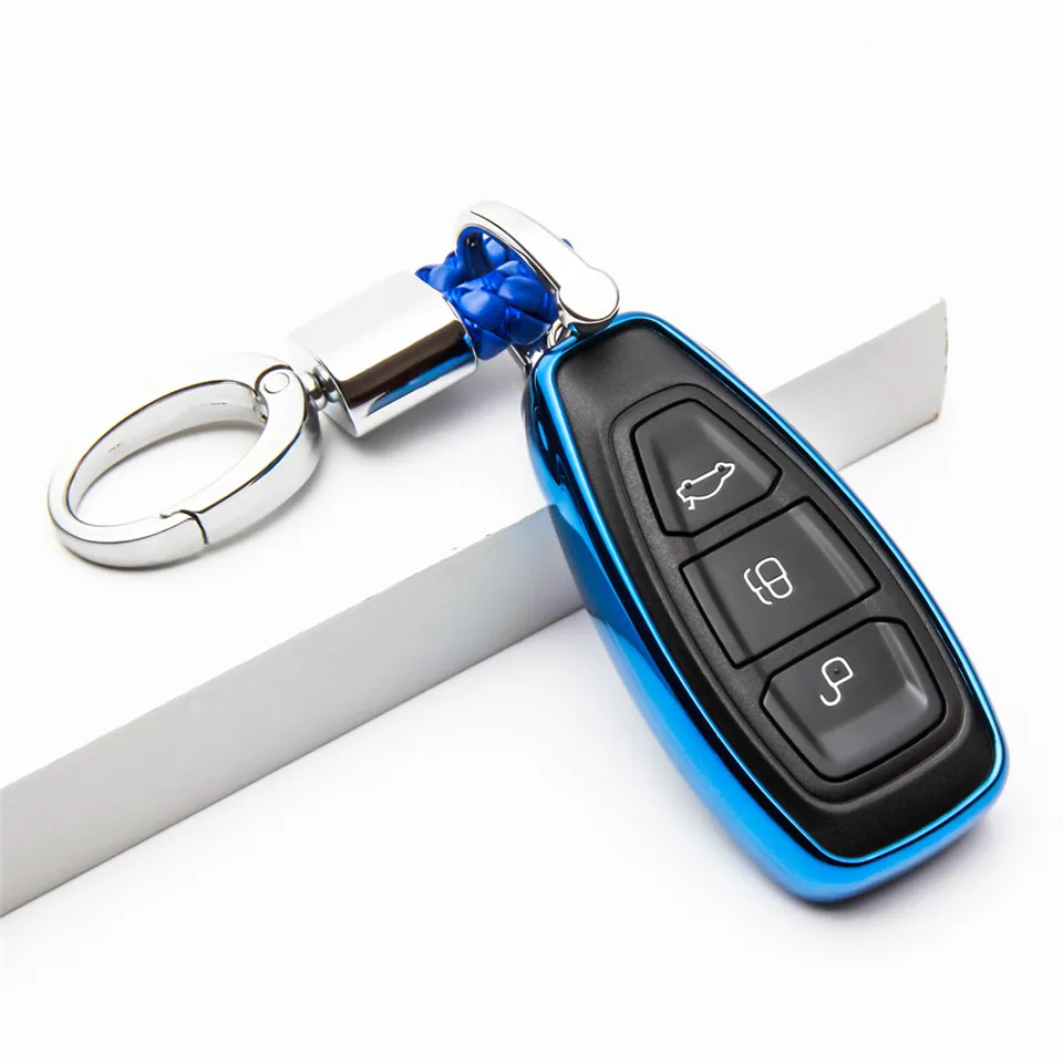 

TPU Car Keyring Keychain For Ford Mondeo Fiesta Focus Titanium Key Case Cover Holder Car Key Ring Chain