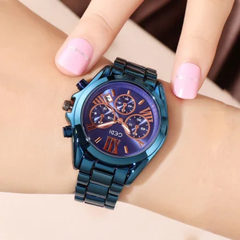 

GEDI Blue Elegant Dress Women Watches Luxury Design Ladies Quartz Watch Stainless Steel Band Women's Wristwatch reloj de hombre