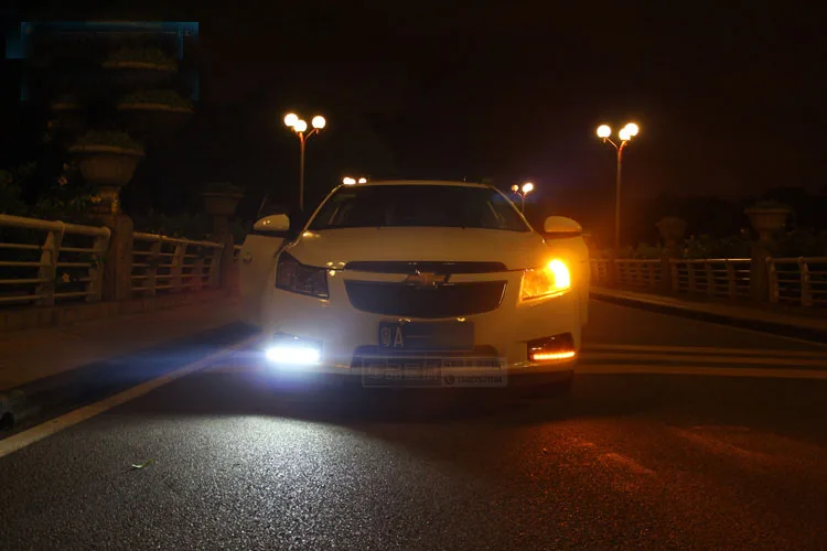ECAHAYAKU Светодиодный дневной ходовой светильник DRL для Chevrolet Cruze 2009 2010 2011 2012 светодиодный противотуманный Дневной светильник с указателем поворота затемненный светильник