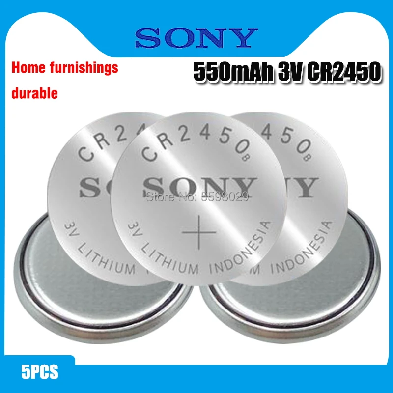 5pcs Original Sony Cr2450 Button Cell Battery 3v Lithium Batteries Cr