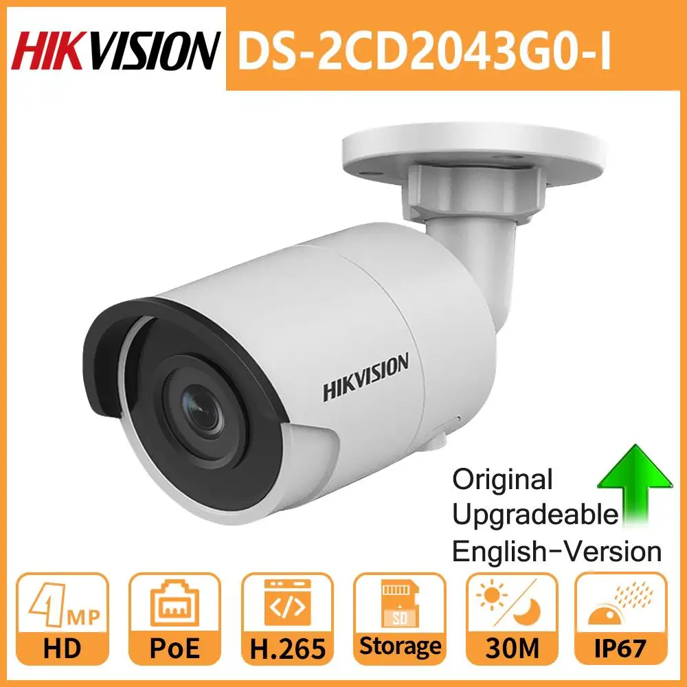 Hikvision DS 2CD2043G0 I оригинальная наружная IP камера CCTV 4MP 2043 безопасности POE SD карта пуля