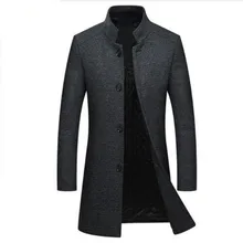 Мужской Тренч, плотное длинное шерстяное пальто, модные куртки с воротником-стойкой, пальто Jaqueta Masculina