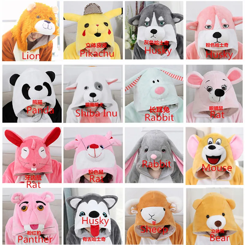 Kigurumi Pika Rat Bear Lion Fox Sheep Panda Shiba Inu Siberian Husky Panther Rabbit Carrot Adult's Animal Onesie Pajamas