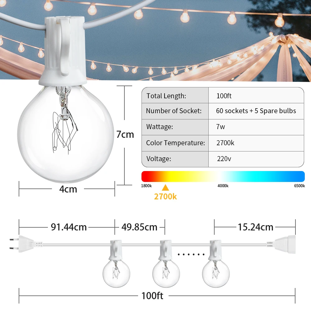 15m 30m Fairy String Lights for Patio Garden Wedding Christmas Decor